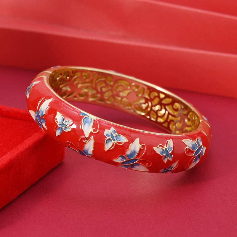 Wholesale Vintage Butterfly Hollow Enamel Bracelet